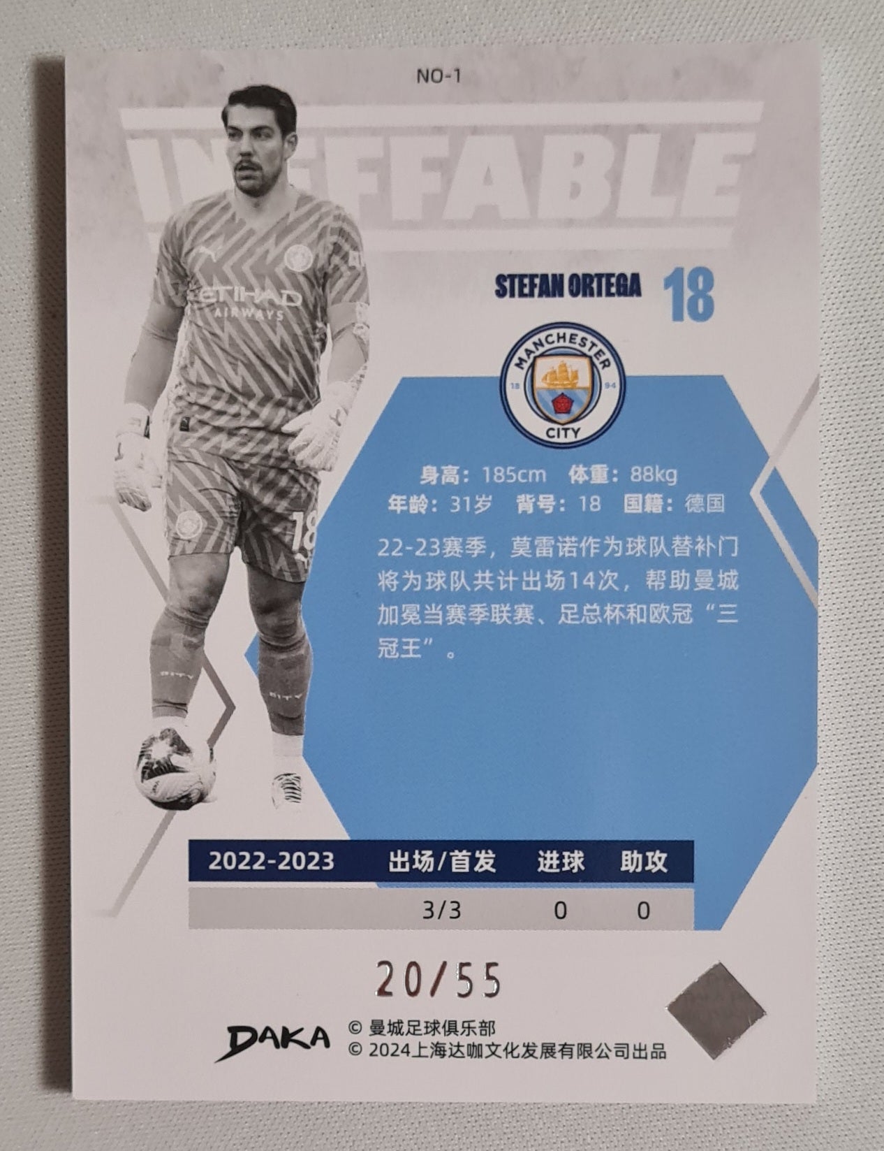 Stefan Ortega - 2024 Daka Ineffable "Manchester City Team Box" #1  /55