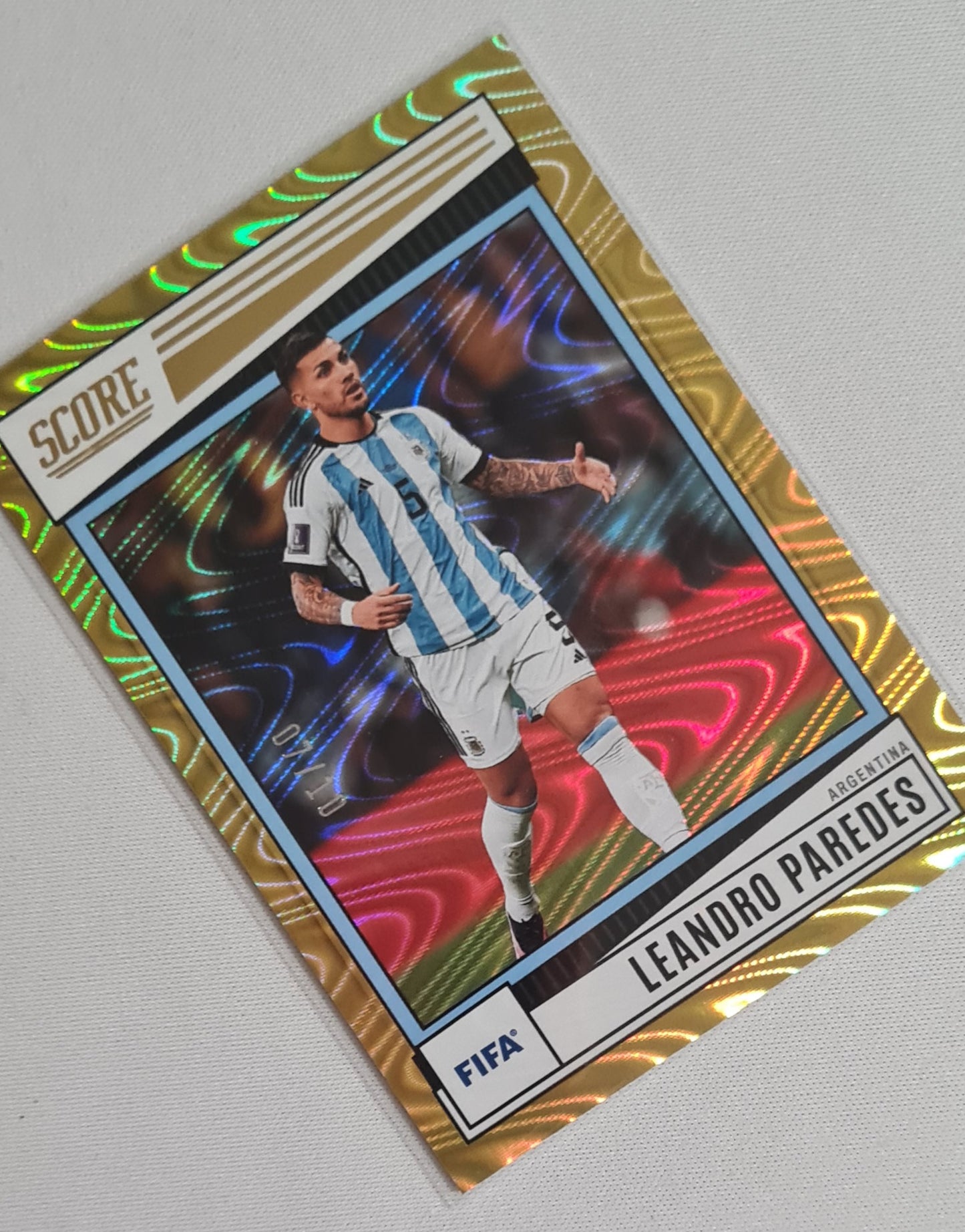 Leandro Paredes - 2022/23 Panini Score FIFA Soccer National Team AFA Argentina #98 Gold Swirl /10