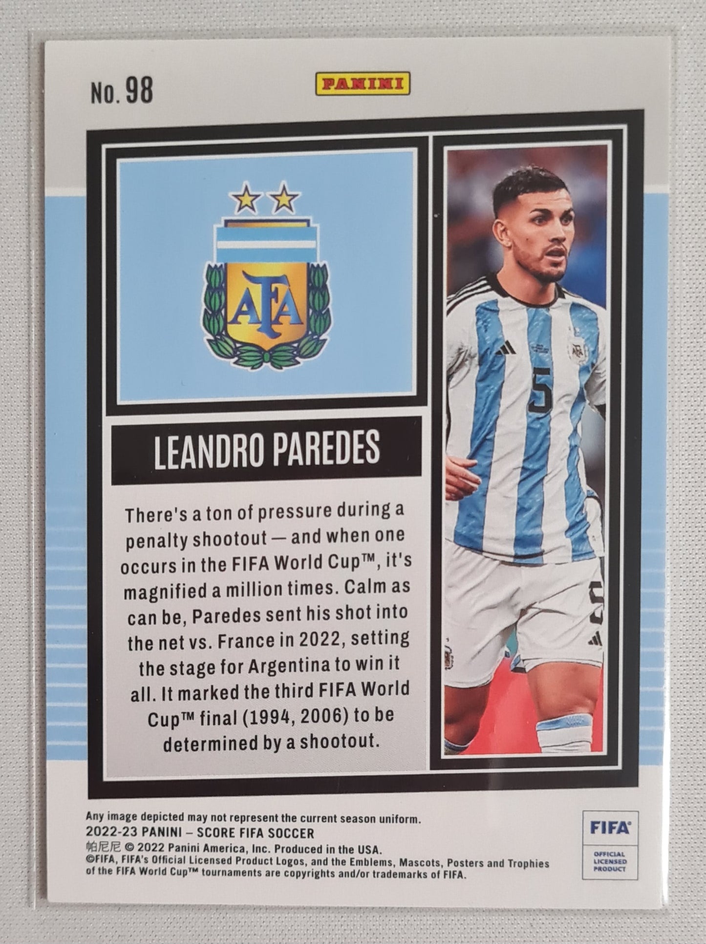 Leandro Paredes - 2022/23 Panini Score FIFA Soccer National Team AFA Argentina #98 Gold Swirl /10