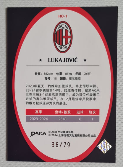 Luka Jovic - 2024 Daka "AC Milan Team Box" #HO-1 /79 Purple Prizm Refractor
