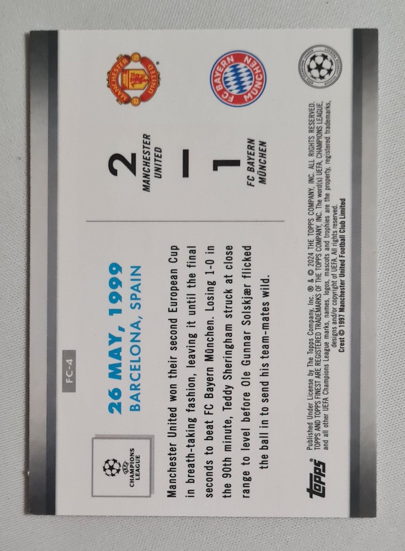 Manchester United ComeBacks - 2024 Topps Finest Comebacks (2-1) #FC-4 Refractor