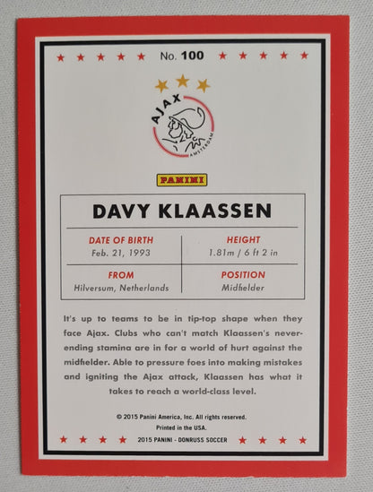 Davy Klaassen - 2015 Panini Donruss AFC Ajax #100