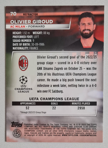 Olivier Giroud - 2023 Topps Chrome Stadium Club AC Milan #70