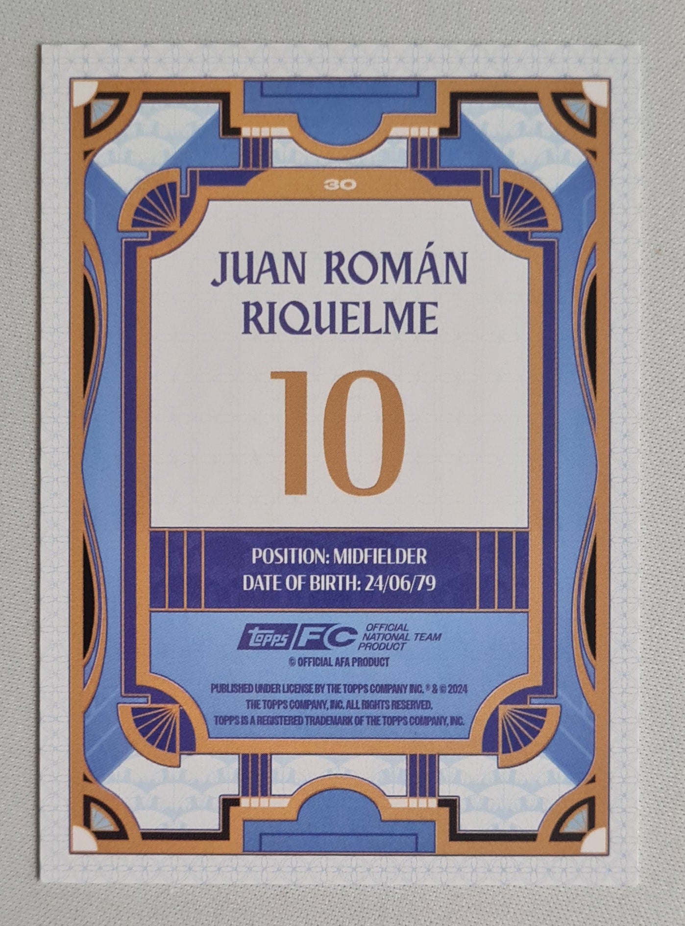 Juan Roman Riquelme - 2024 Topps Official National Team Product AFA Argentina #30