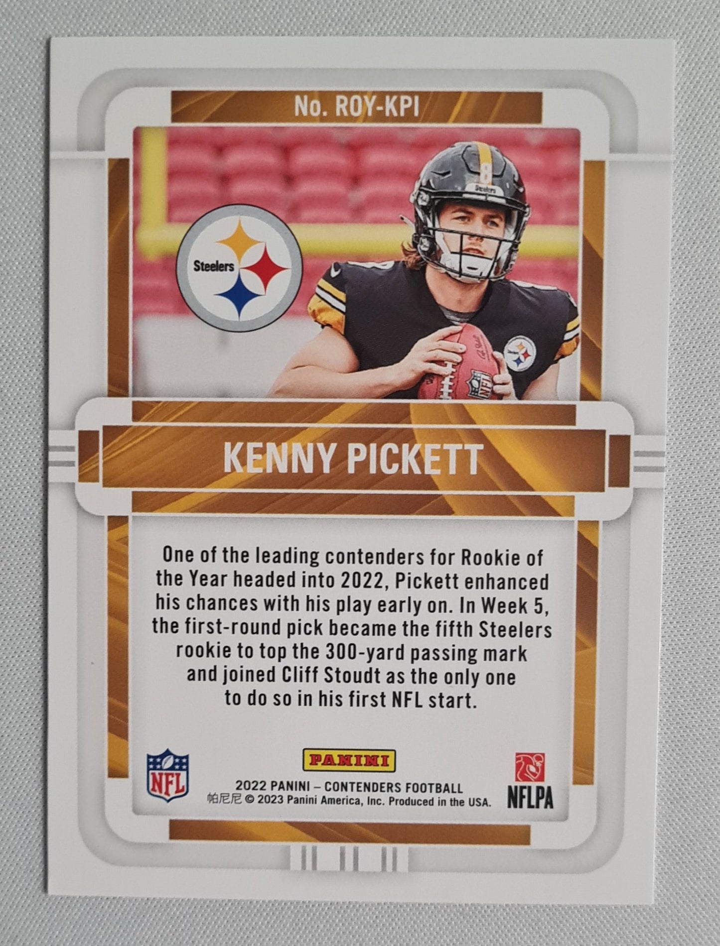 Kenny Pickett - 2022 Panini Contender Football Rookie of the Year (RC) NFL Steelers #ROY-KPI