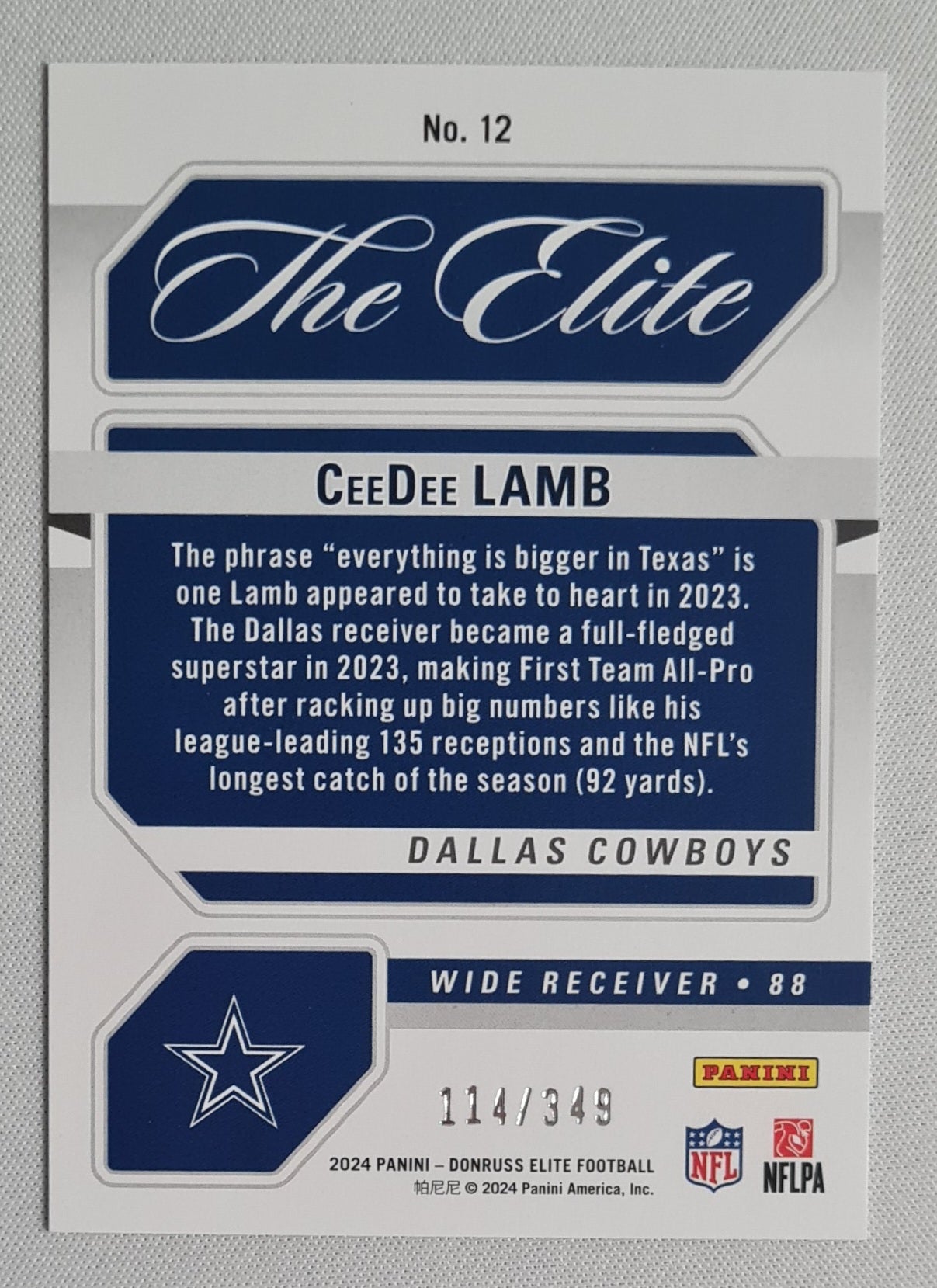 Ceedee Lamb - 2024 Panini Donruss Elite Football NFL Cowboys #12 /349