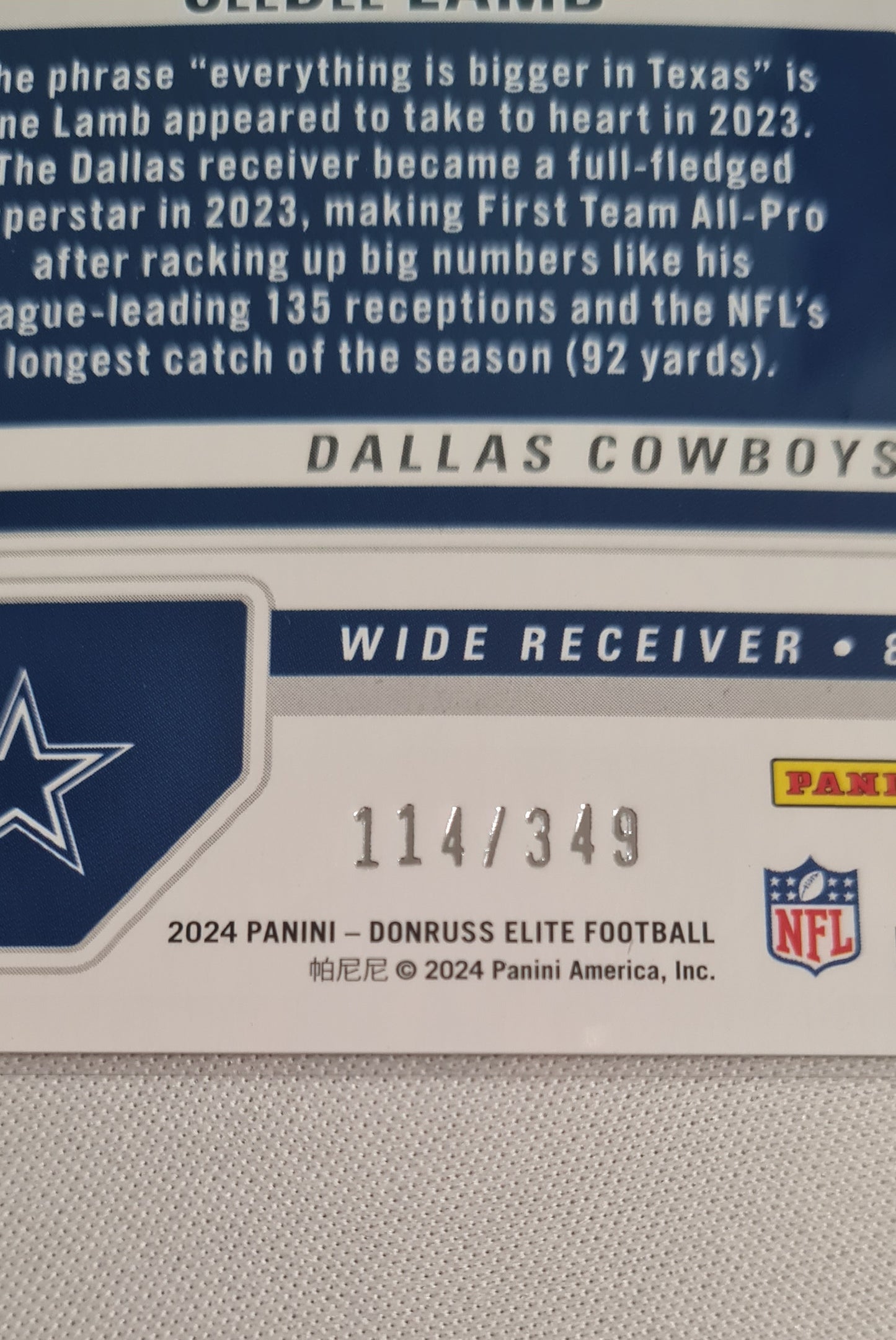 Ceedee Lamb - 2024 Panini Donruss Elite Football NFL Cowboys #12 /349