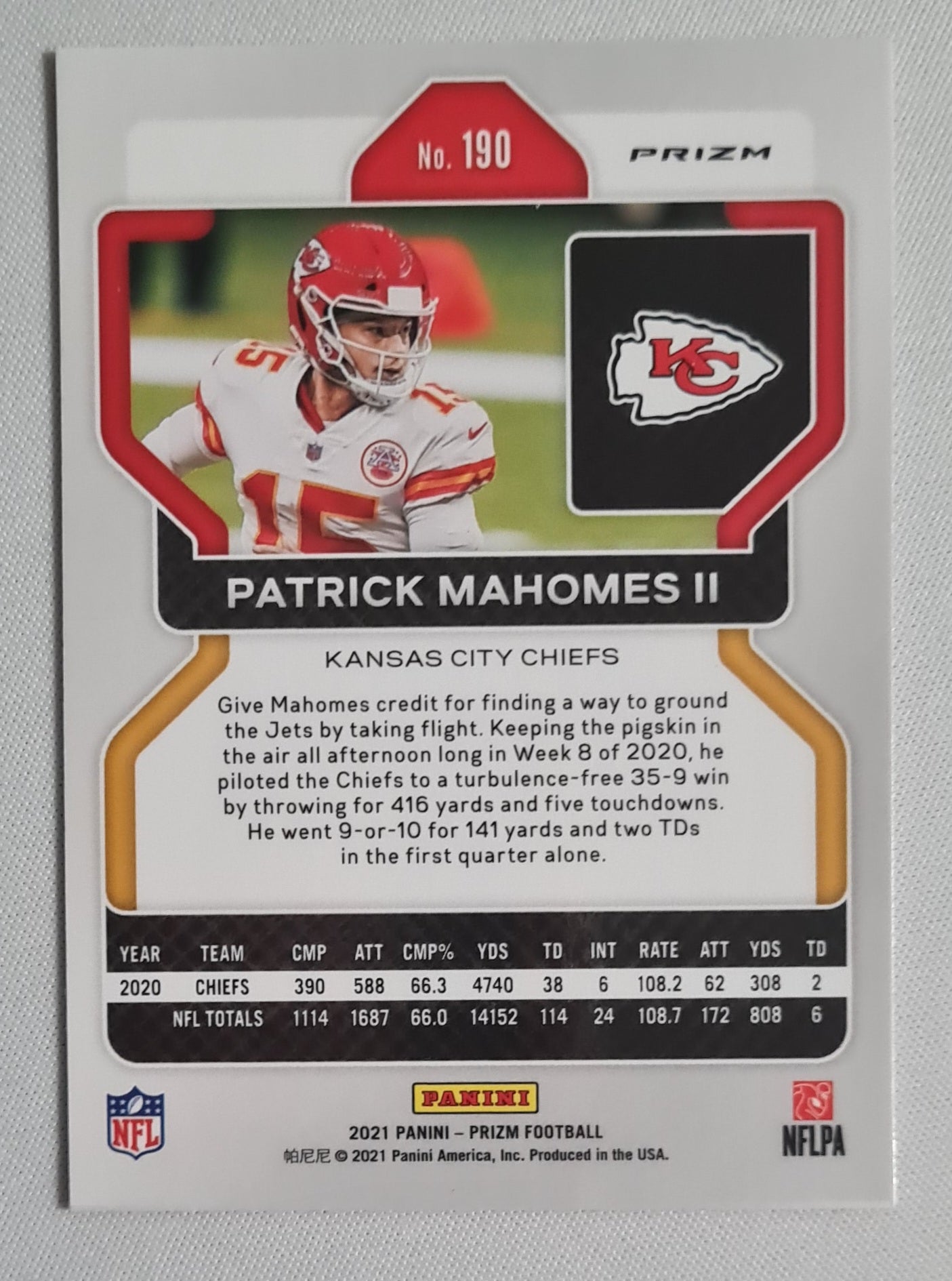 Patrick Mahomes II- 2021 Panini Prizm Football NFL Chiefs #190 Orange Disco Prizm