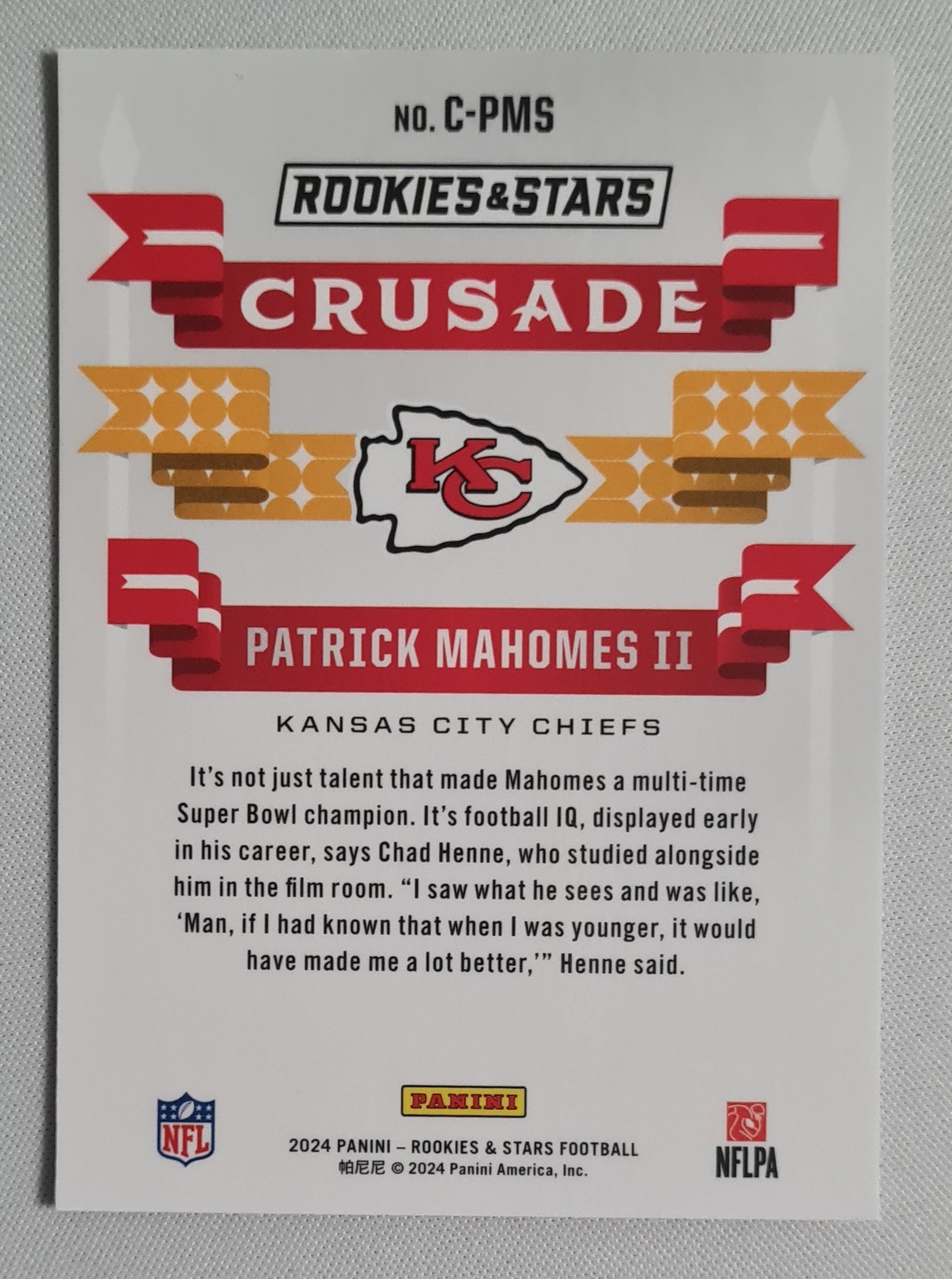 Patrick Mahomes II - 2024 Panini Rookies & Stars Football Crusade NFL Chiefs #C-PMS