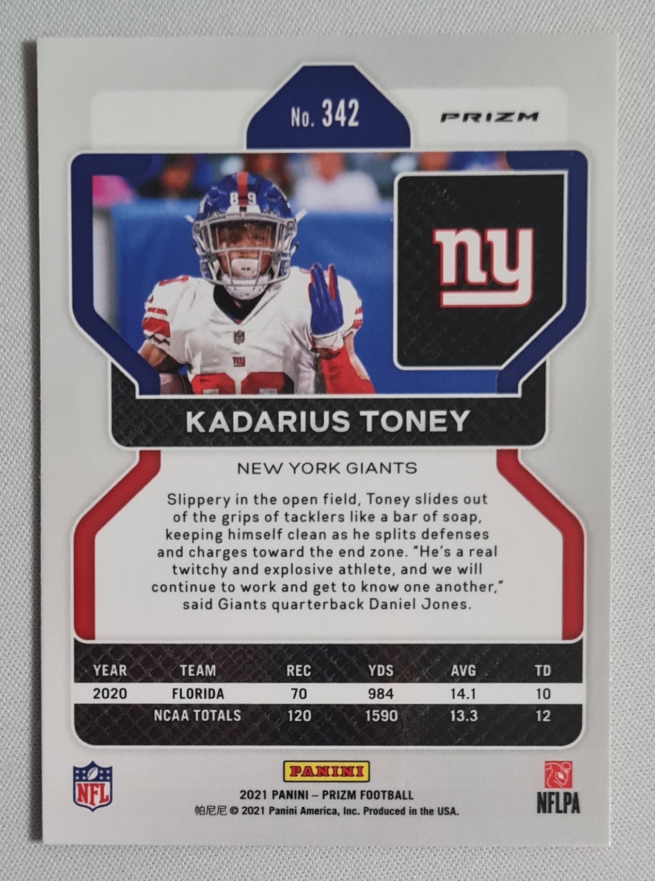 Kadarius Toney - 2021 Panini Prizm Football NFL Giants #342 Orange Disco Prizm