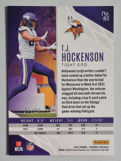 T.J. Hockenson - 2022 Panini Phoenix Football NFL Vikings #82 Orange /75