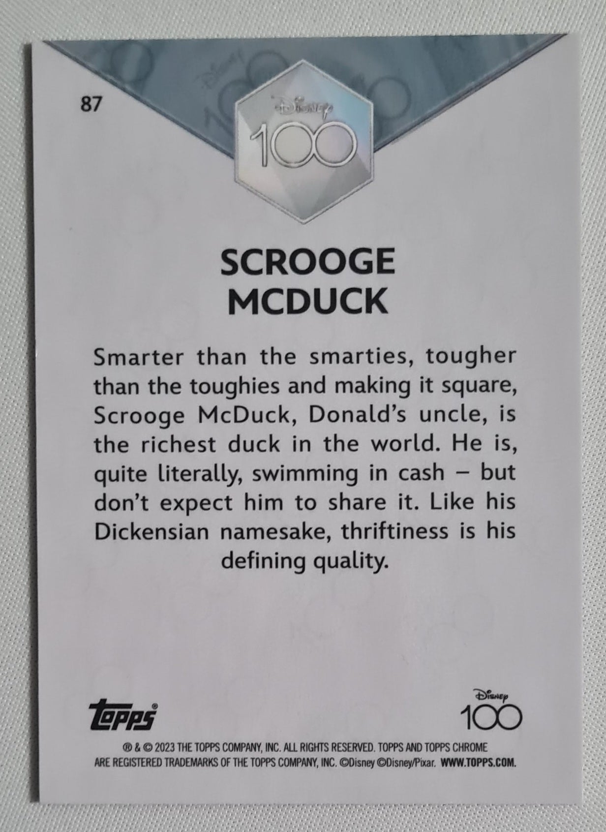 Scrooge MCDuck - 2023 Topps Chrome Disney 100 #87
