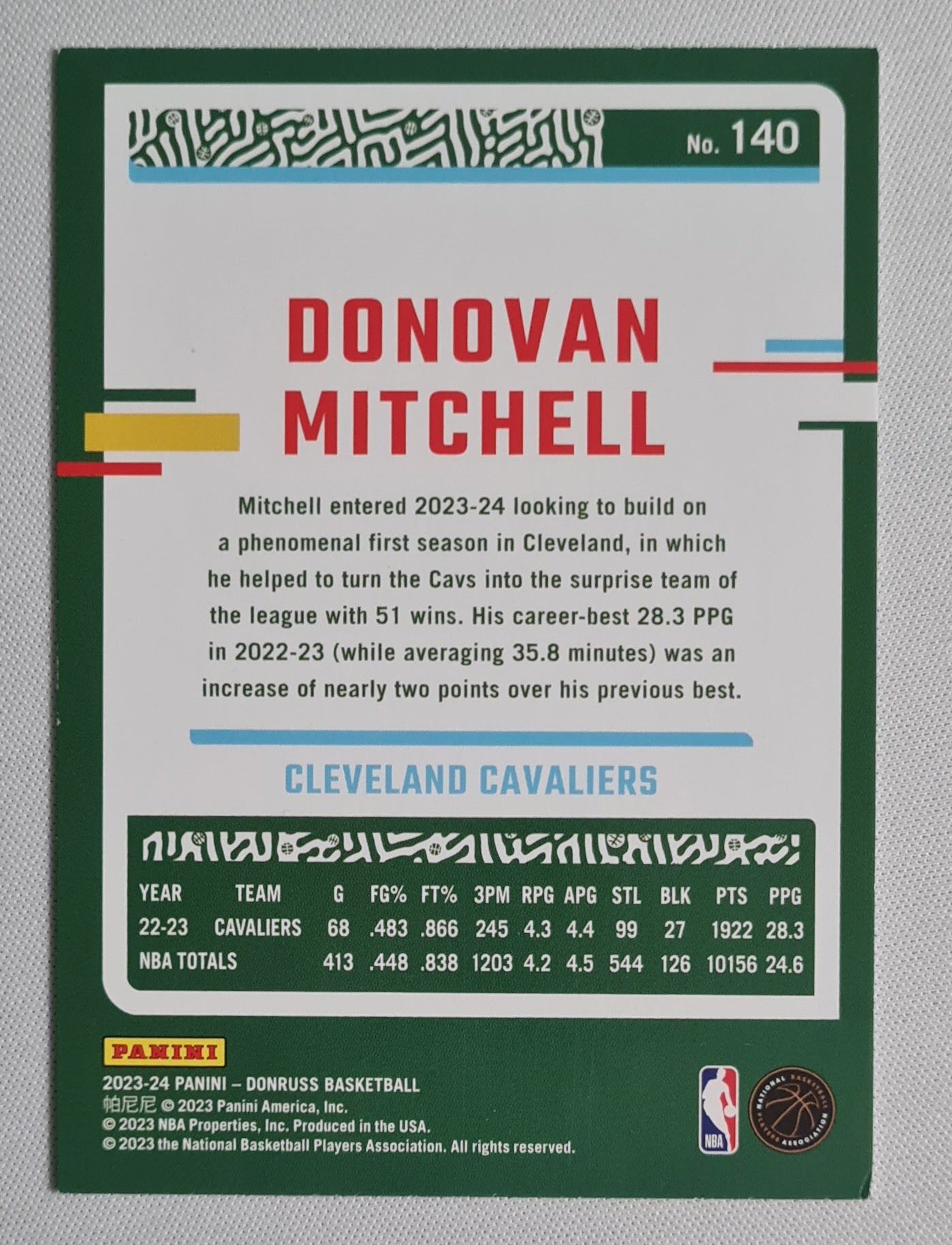 Donovan Mitchell - 2023/24 Panini Donruss Basketball NBA Cleveland Cavaliers #140