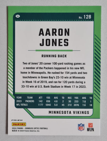 Aaron Jones - 2024 Panini Donruss Optic Football NFL Vikings #128 Blue Star Prizm
