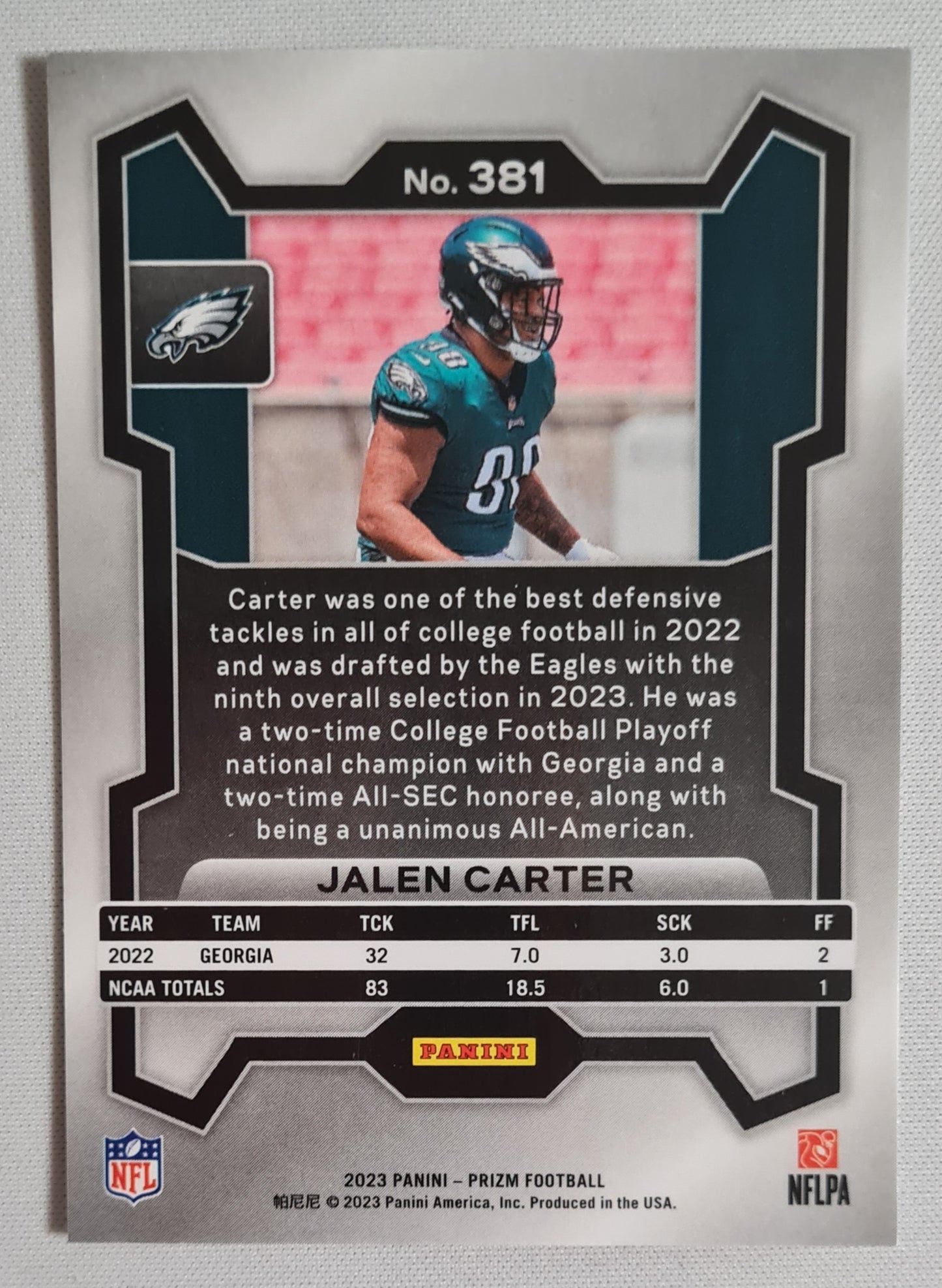 Jalen Carter - 2023 Panini Prizm Football NFL Eagles (RC) #381