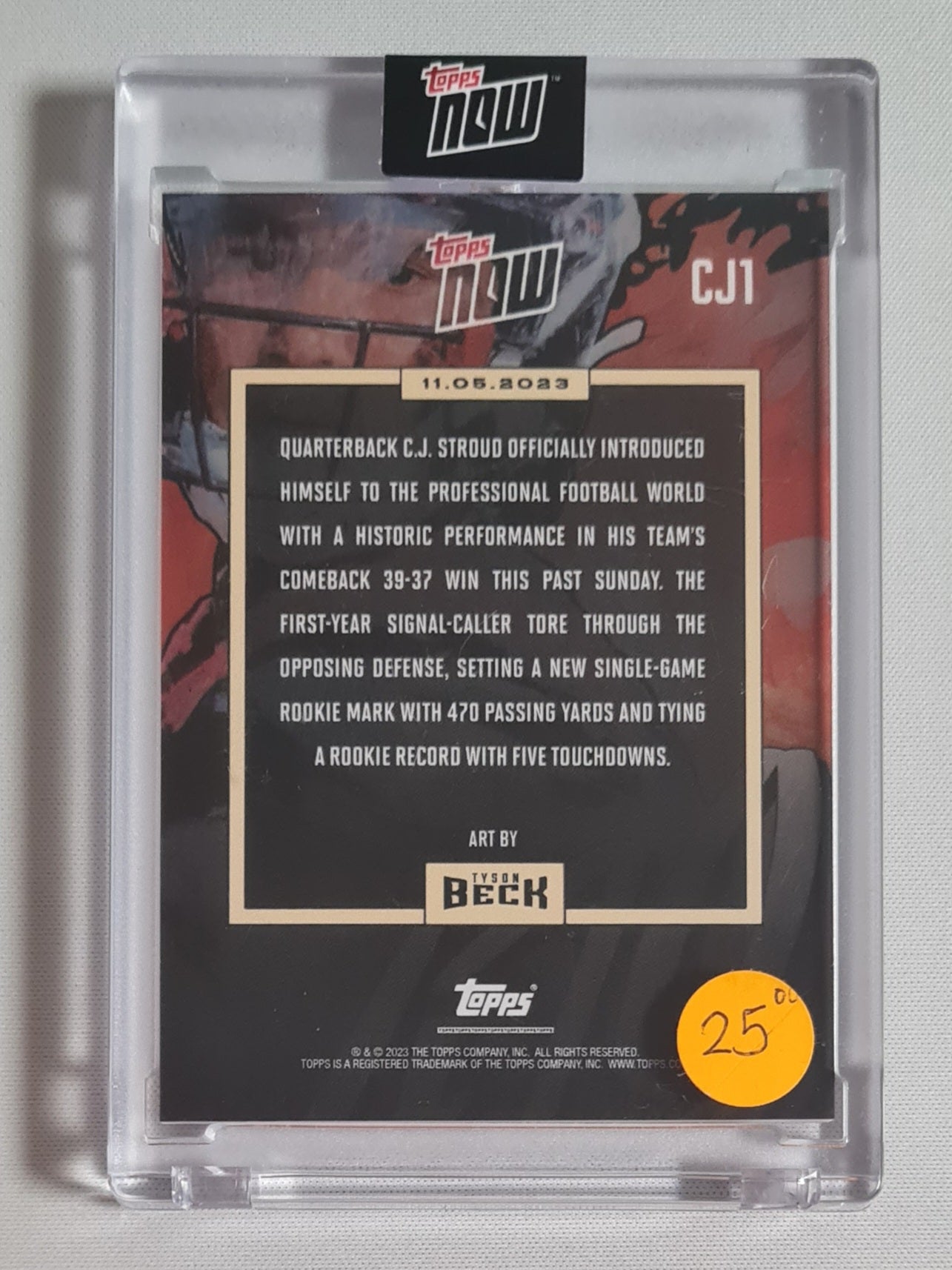 C.J. Stroud - 2023 Topps Now 470 Yards /5 Touchdowns (RC) Art by Tyson Beck #CJ1