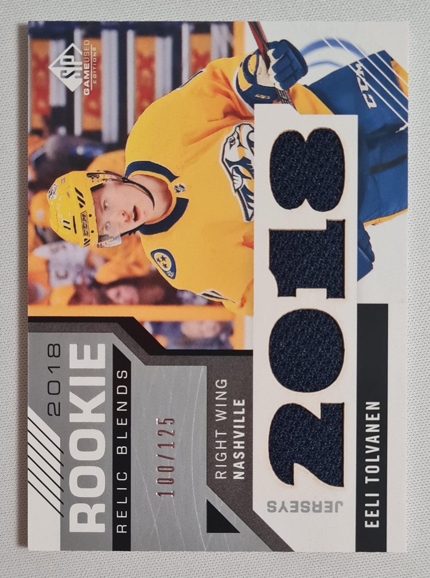 Eeli Tolvanen - 2018 Upper Deck -Game used Ice Hockey NHL Nashville (RC) #RRB-ET /Patch /125