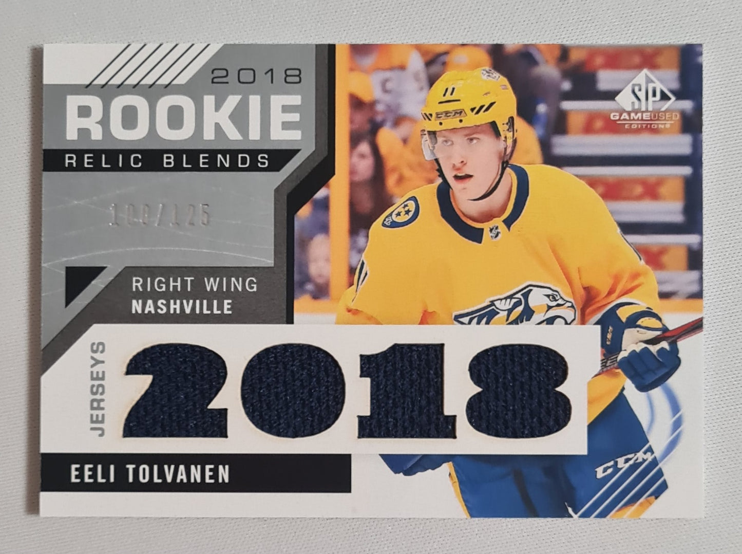 Eeli Tolvanen - 2018 Upper Deck -Game used Ice Hockey NHL Nashville (RC) #RRB-ET /Patch /125