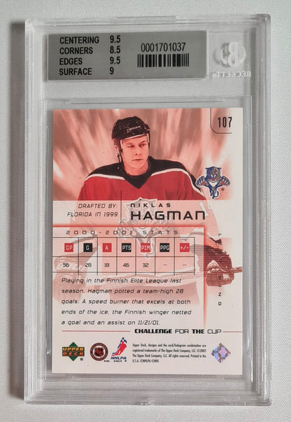 Niklas Hagman - 2001/02 Upper Deck NHL Florida Panters - Challenge for the Cup #107 /1000 - Beckett 9 Mint
