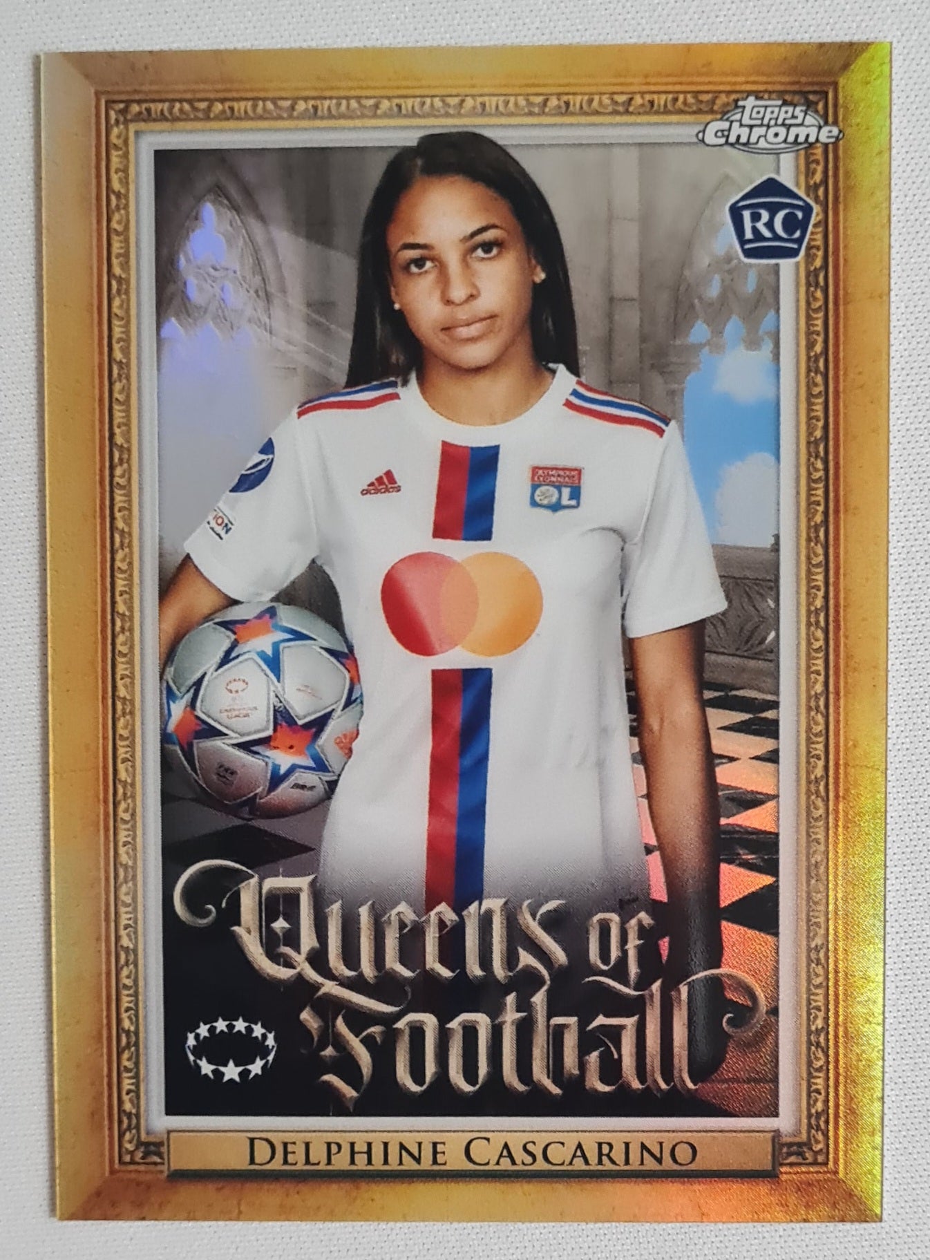 Delphine Cascarino - 2023 Topps Chrome - Queens of Football (RC) - Olympique Lyonnais #Q9