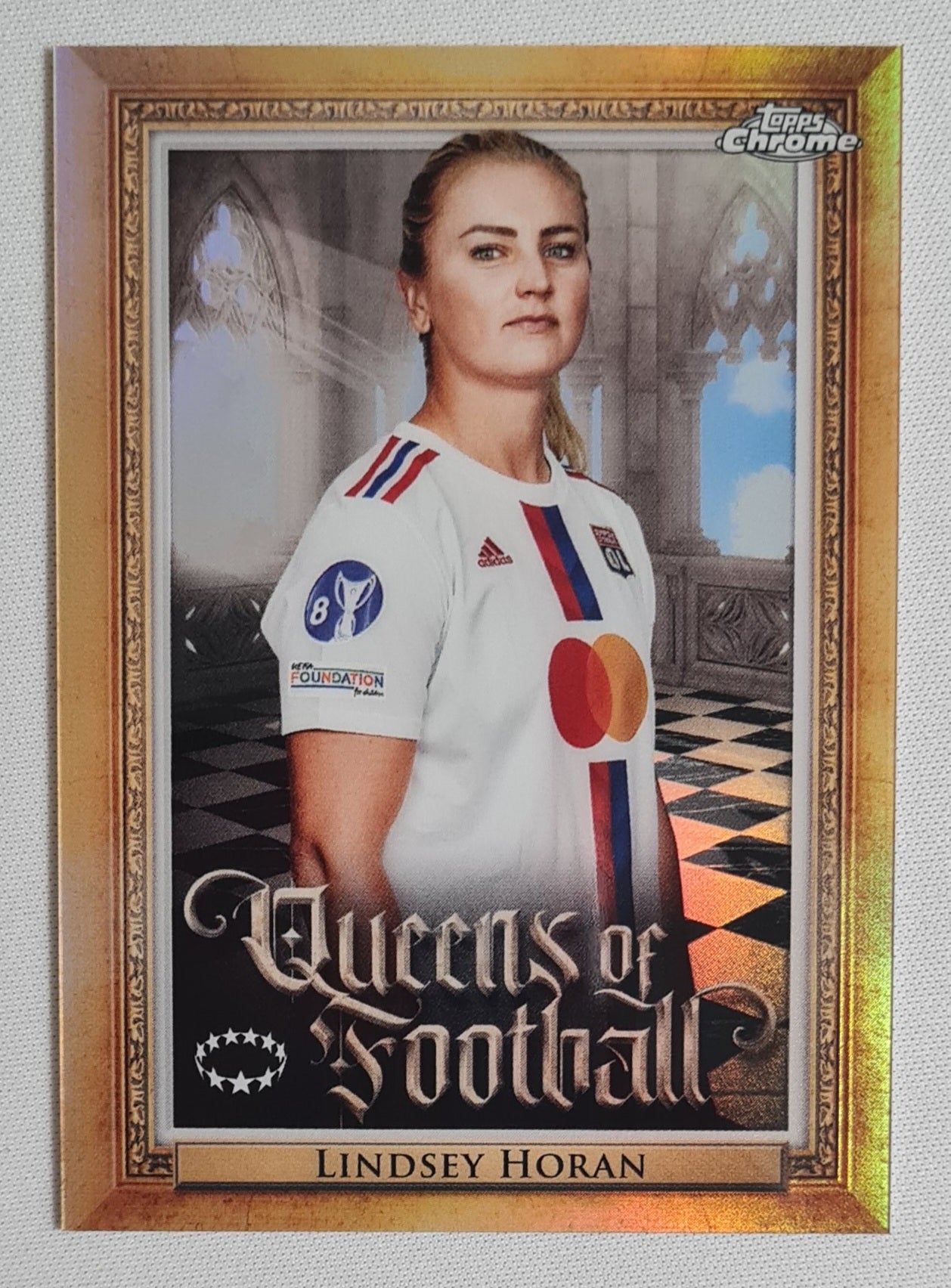 Lindsey Horan - 2023 Topps Chrome - Queens of Football - Olympique Lyonnais #Q7