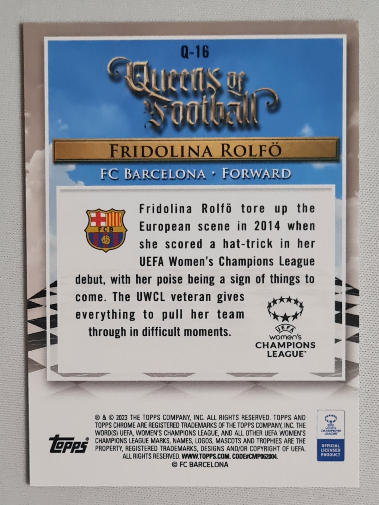 Fridolina Rolfo - 2023 Topps Chrome - Queens of Football - FC Barcelona (RC)  #Q16