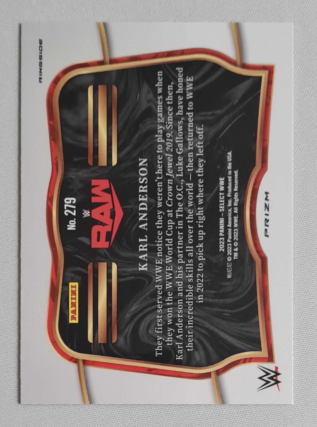 Karl Anderson - 2023 Panini Select WWE RAW Prizm #279 Ringside Orange Flash Prizm