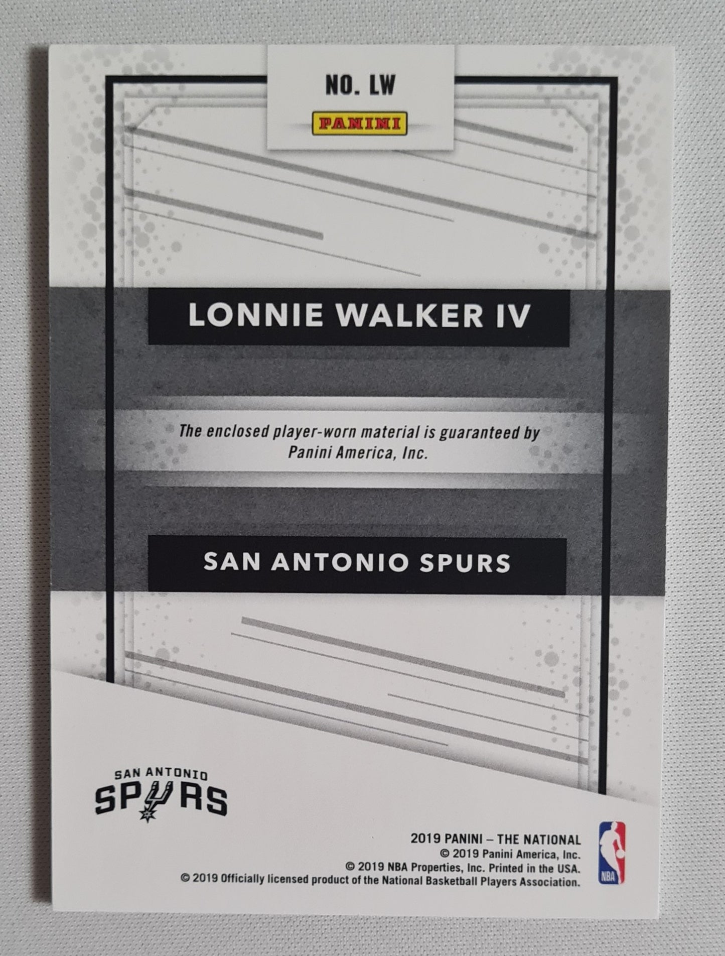 Lonnie Walker IV - 2019 Panini The National NBA San Antonio Spurs (RC) #LW / Patch