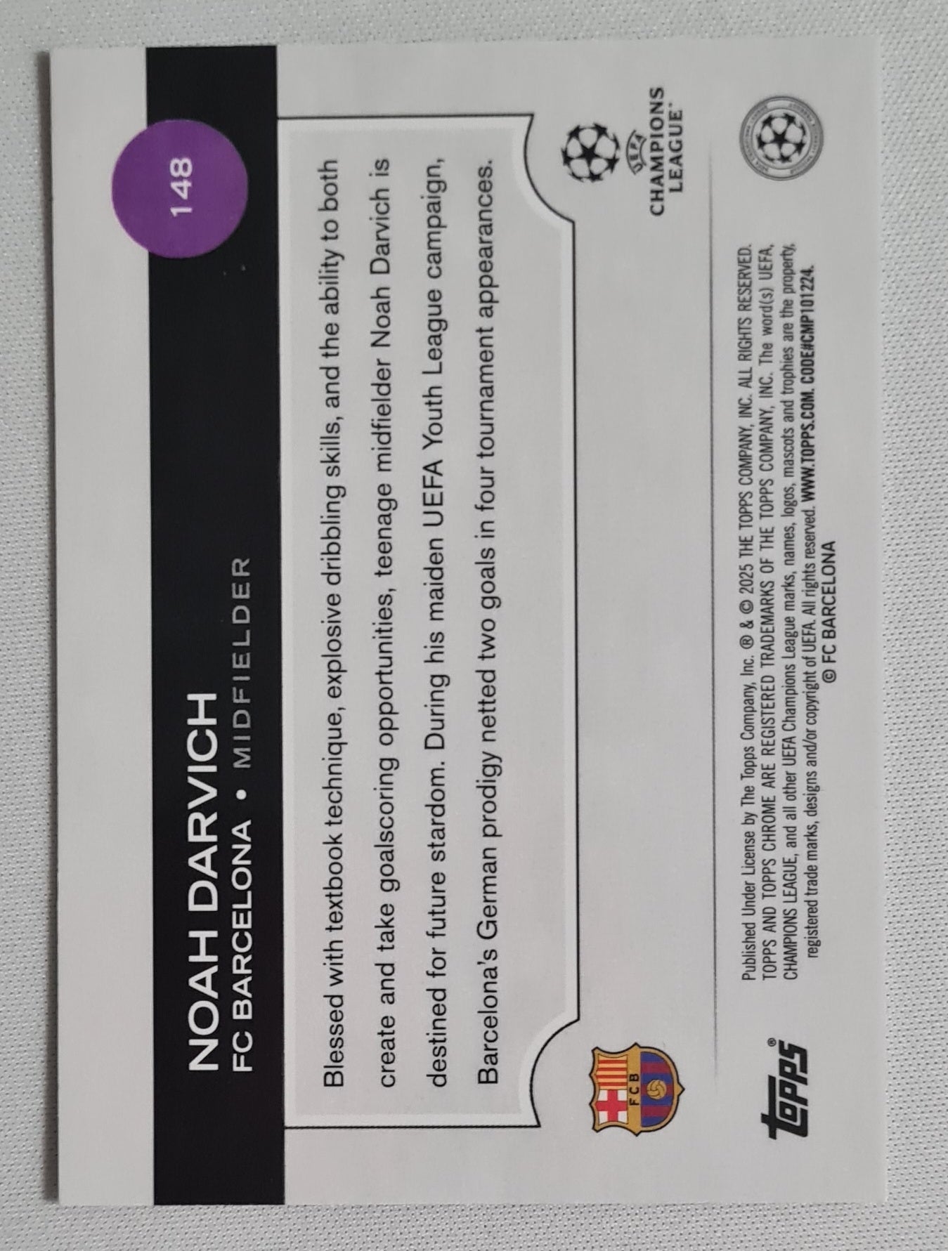 Noah Darvich - 2025 Topps Chrome CL FC Barcelona #148