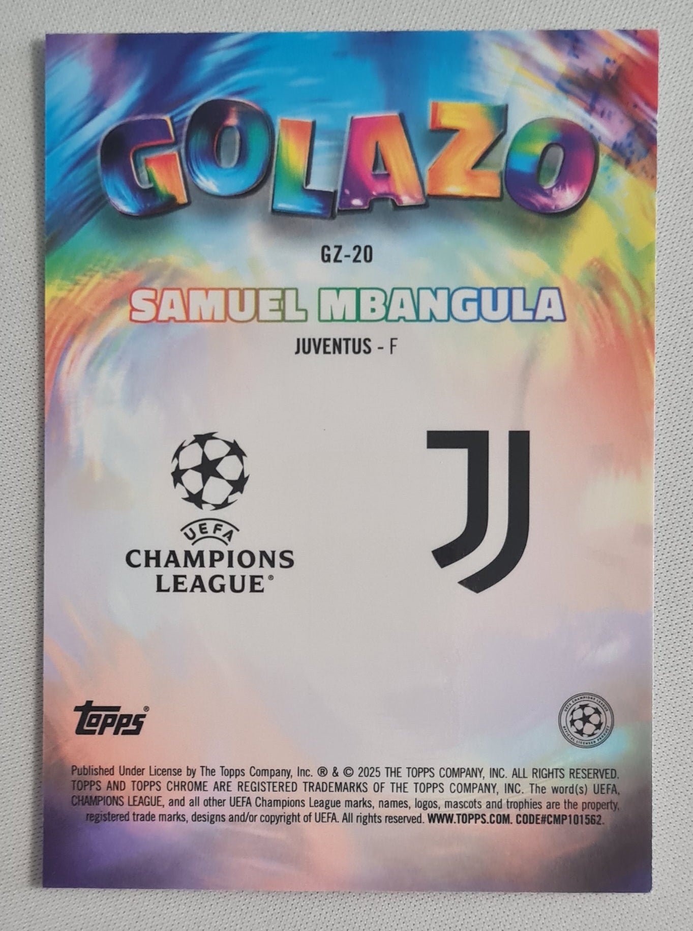 Samuel Mbangula - 2025 Topps Chrome Golazo Juventus (CL) #GZ-20