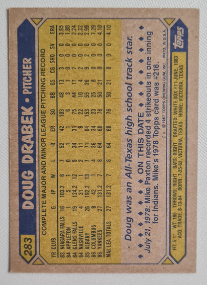 Doug Drabek - 1987 Topps "Chewing Gum" Card Baseball New York Yankees #283