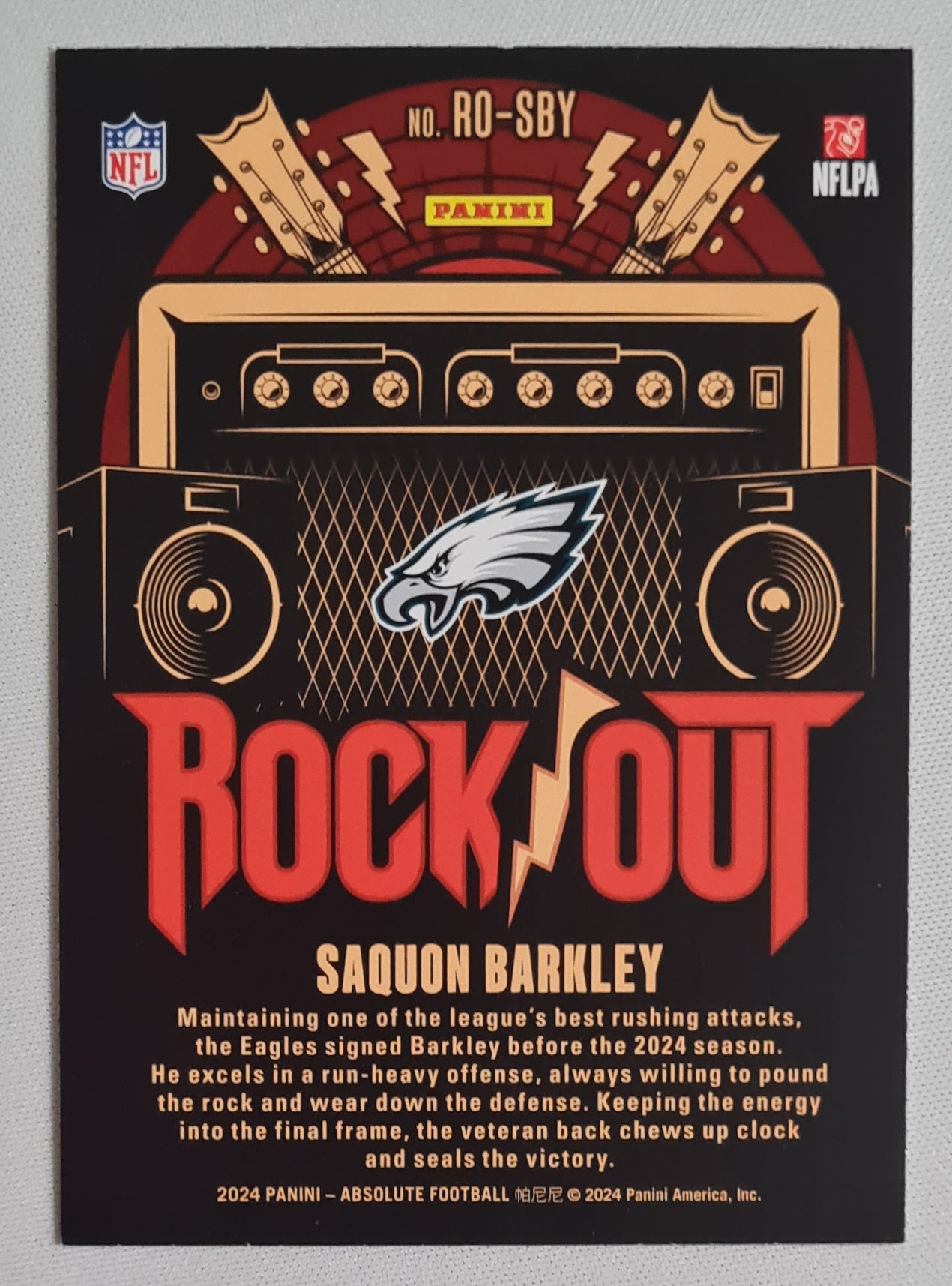 Saquon Barkley - 2024 Panini Absolute Football NFL Philadelpia Eagles -Rock Out- #RO-SBY