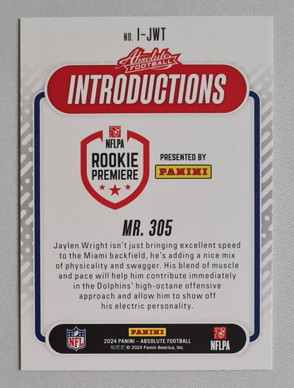 Mr. 305 Wright - 2024 Panini Absolute Football NFLPA Rookie Premiere Introduction #I-JWT