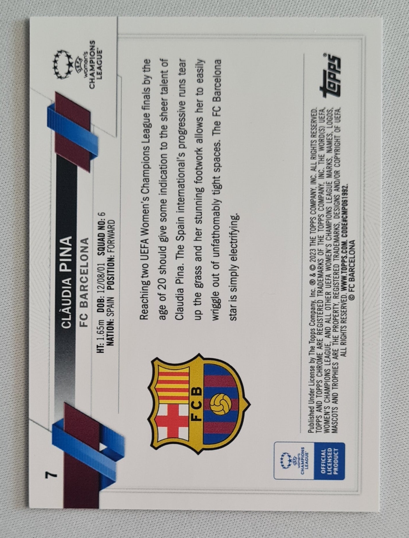 Clàudia Pina - 2023 Topps Champions League Future Stars #7