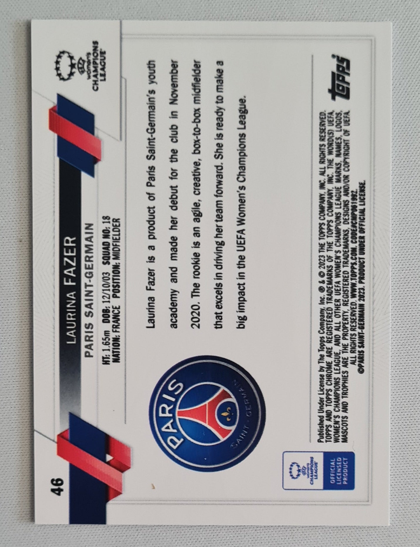 Laurina Fazer - 2023 Topps Chrome Champions League (RC) #46