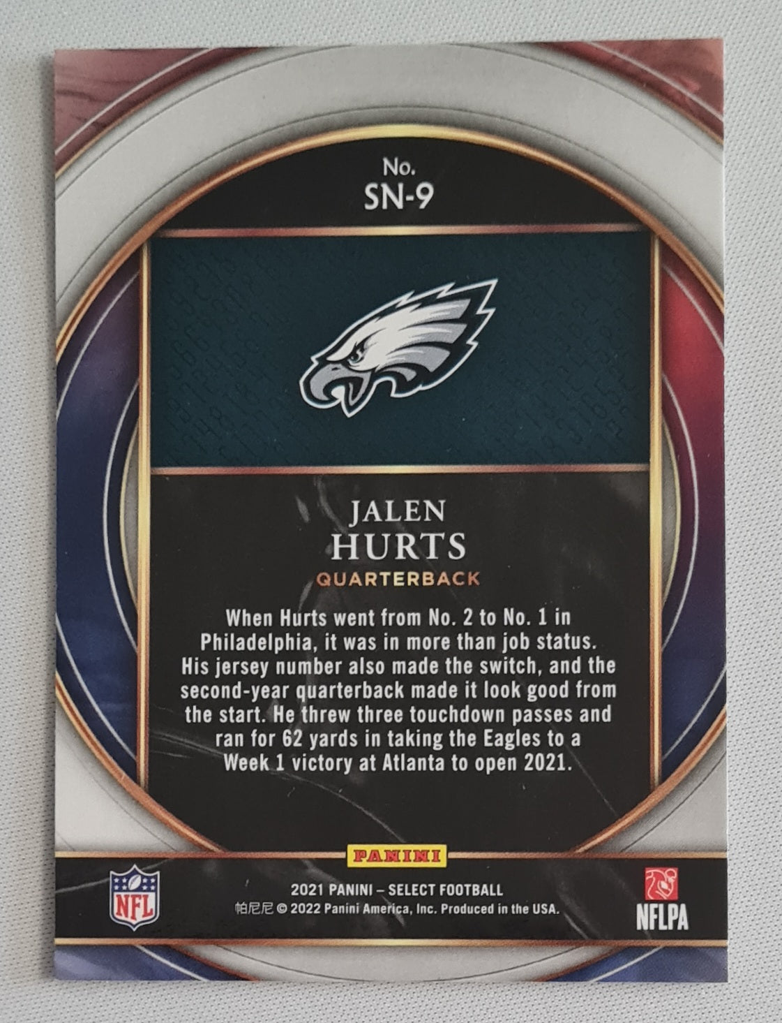 Jalen Hurts - 2021 Panini Select Numbers #SN-9