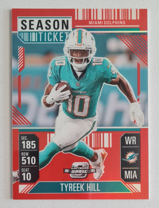Tyreek Hill - 2024 Panini Contenders Optic Season Ticket Red /199 #34