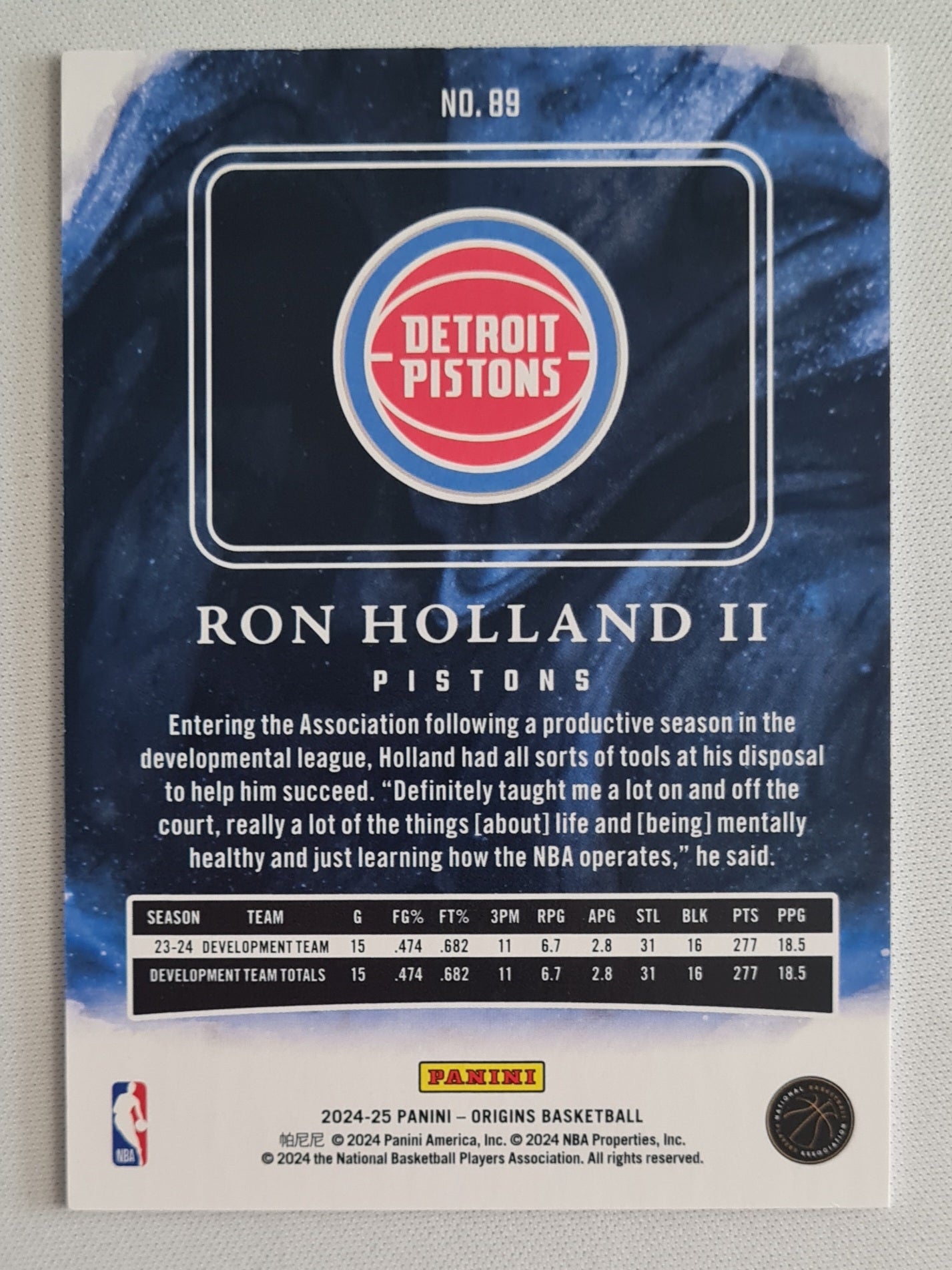 Ron Holland II - 2024 Panini Origins Pink/Blue (RC) /60 #89