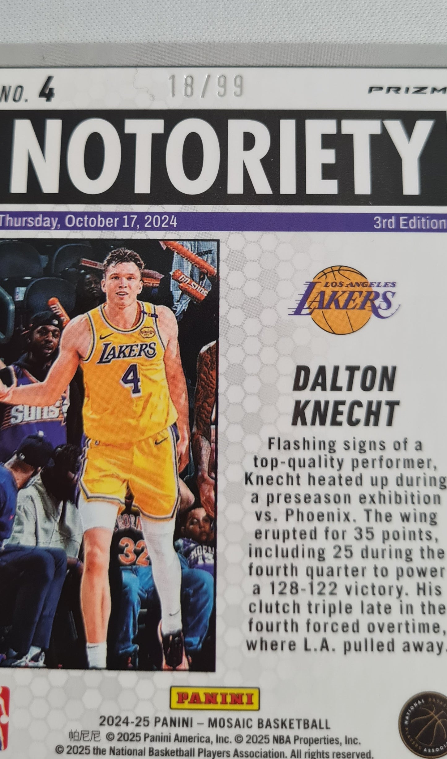 Dalton Knecht - 2024 Panini Prizm Notoriety Red (RC) /99