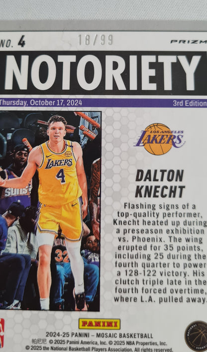 Dalton Knecht - 2024 Panini Prizm Notoriety Red (RC) /99