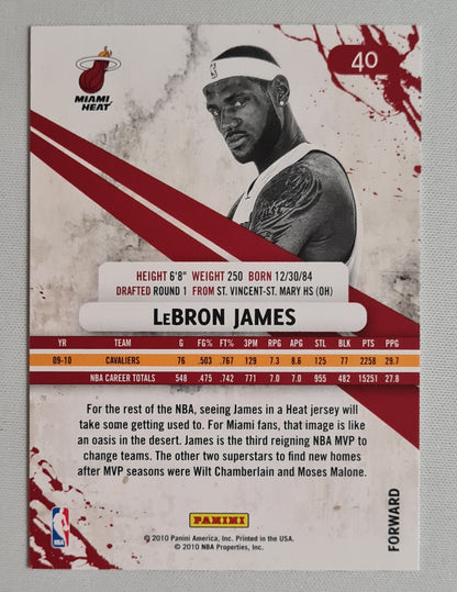 LeBron James - 2010 Panini 10 Rookies & Stars Basketball NBA Miami Heat #40