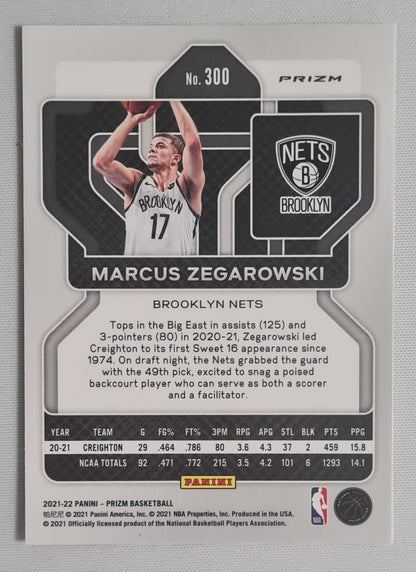 Marcus Zegarowski - 2021/22 Panini Prizm Basketball NBA Brooklyn Nets #300 Silver Cracked Ice