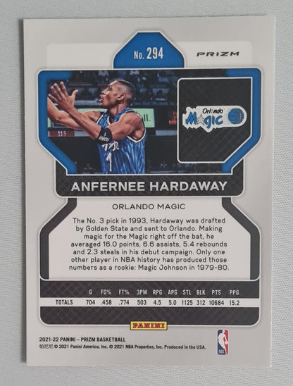 Anfernee Hardaway - 2021/22 Panini Prizm Basketball NBA Orlando Magic #294 Silver Cracked Ice