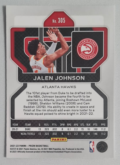Jalen Johnson - 2021/22 Panini Prizm Basketball NBA Atlanta Hawks (RC) #305