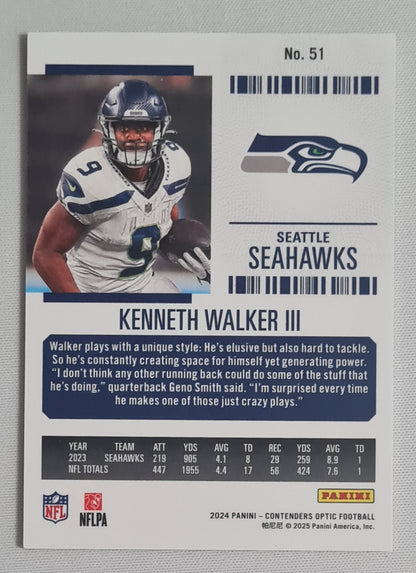Kenneth Walker III - 2024 Panini Contenders Optic Football NFL Season Ticket Seattle Seahawks #51