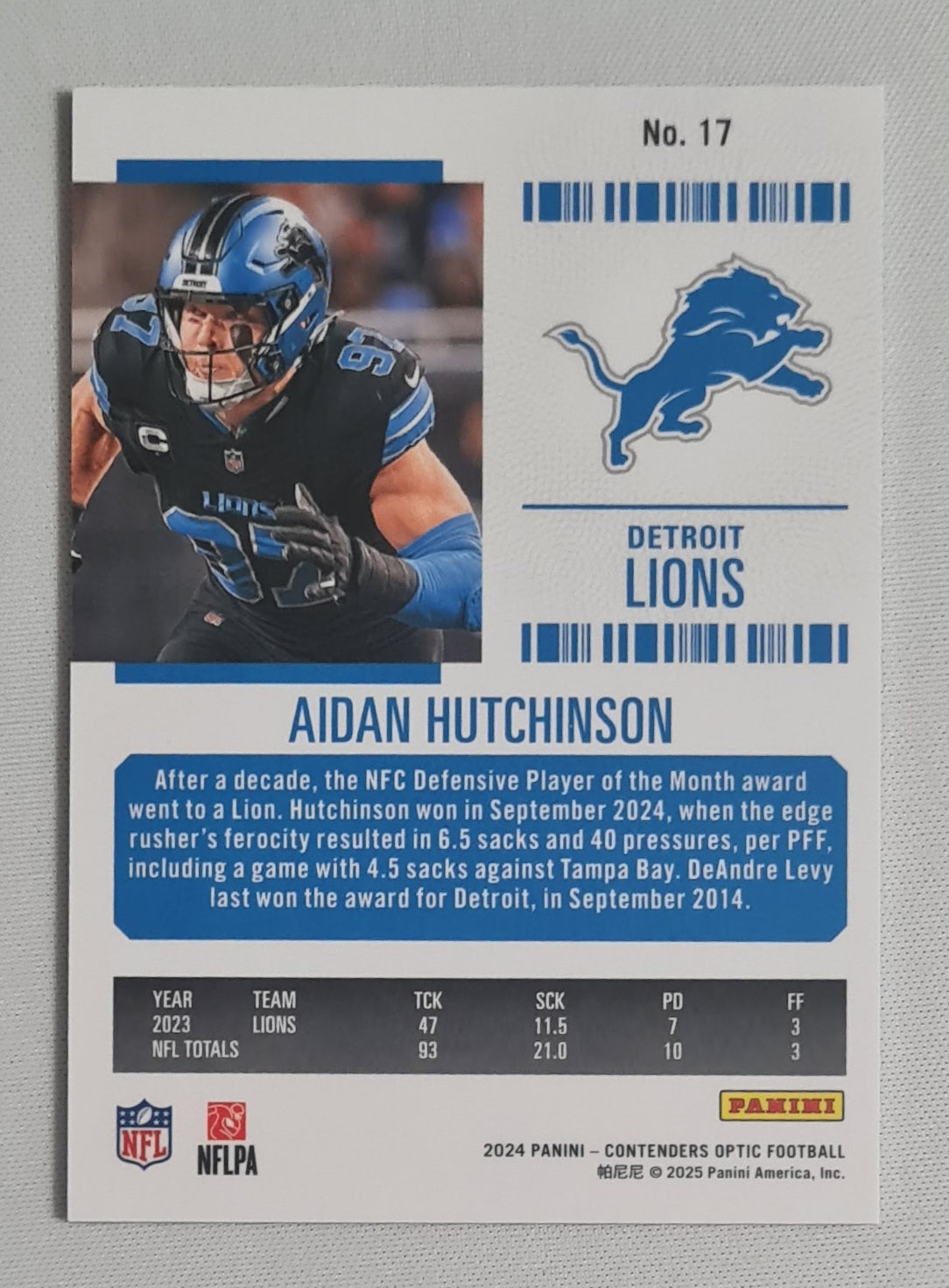 Aidan Hutchinson - 2024 Panini Contenders Optic Football NFL Season Ticket Detroit Lions #17