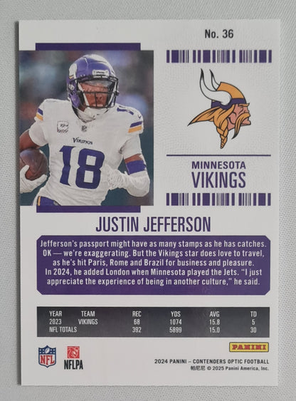 Justin Jefferson - 2024 Panini Contenders Optic Football NFL Season Ticket Minnesota Vikings #36