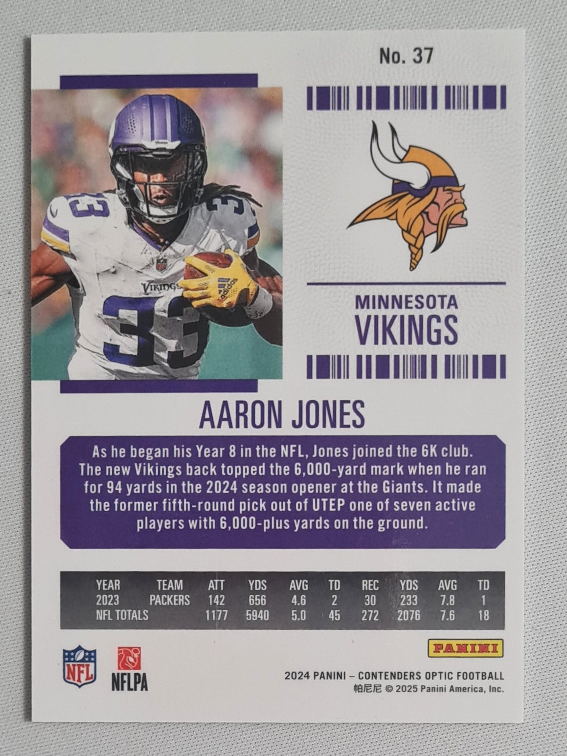 Aaron Jones - 2024 Panini Contenders Optic Football NFL Season Ticket Minnesota Vikings #37