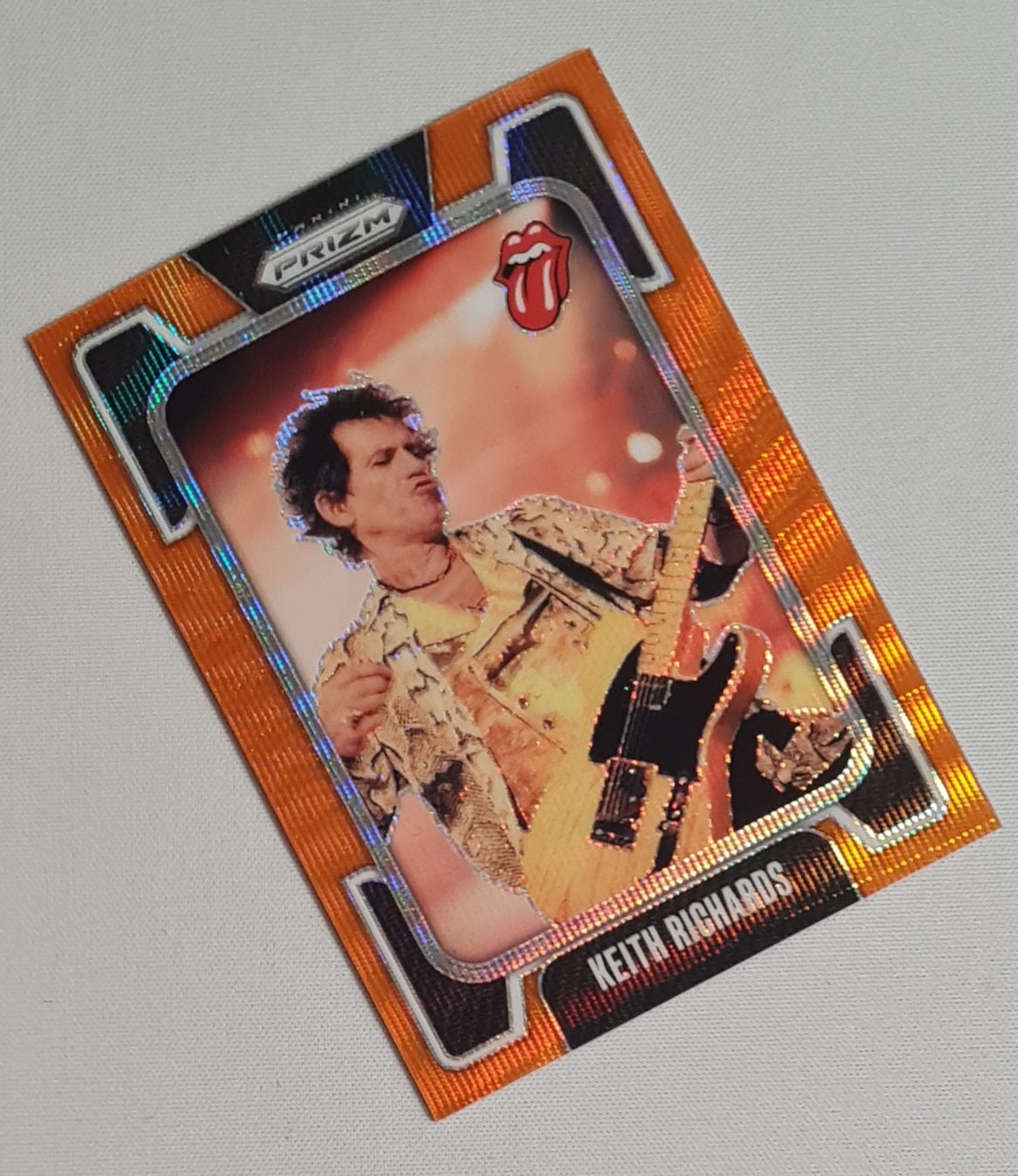 Keith Richards - 2025 Panini Prizm The Rollings Stones #28 Orange Prizm Wave /259