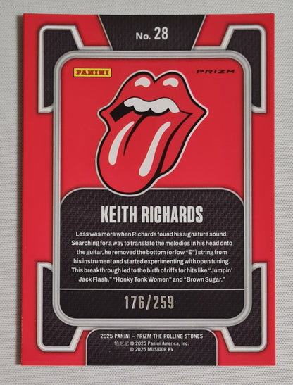 Keith Richards - 2025 Panini Prizm The Rollings Stones #28 Orange Prizm Wave /259